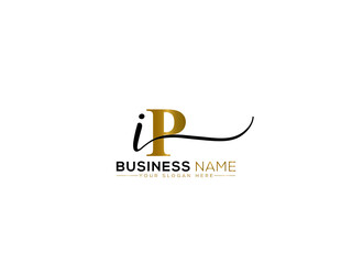 Minimalist IP Logo Icon, Signature Ip pi Letter Logo Design For Your Brand - obrazy, fototapety, plakaty
