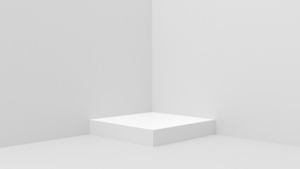 White podium on white background for design, 3d render