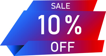 Sale tag 10% off, banner design template, geometric shape, vector illustration