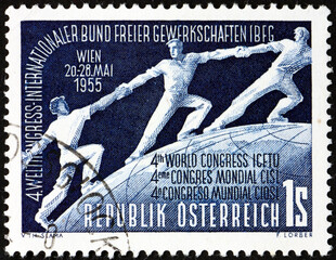 Postage stamp Austria 1955 Workers of Three Races