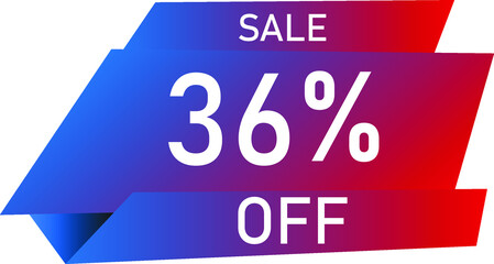 Sale tag 36% off, banner design template, geometric shape, vector illustration