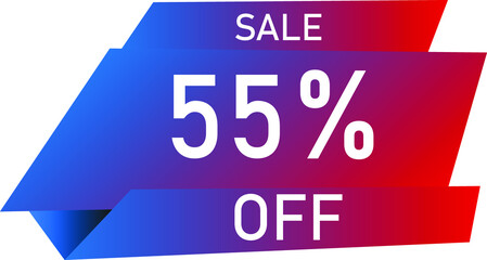 Sale tag 55% off, banner design template, geometric shape, vector illustration