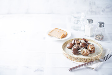 Gruzdi mushrooms with pickled onion and garlic