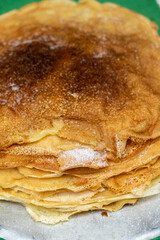 Filloas, typical pancakes of the gastronomy of Galicia. Spain