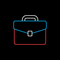 Briefcase vector icon isolated on the black