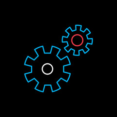 Gear vector icon isolated on the black