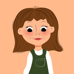 little girl with brown hair in a green dress