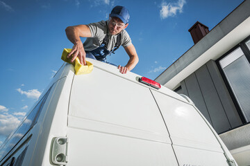 Washing Camper Van Class B Motorhome For Upcoming Season