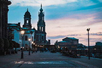 Dresden at night along the river