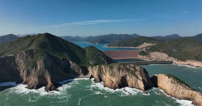 Top view of High island reservoir in sai kung of hong kong