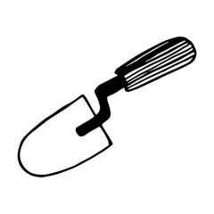 Hand drawn doodle trowel icon. Vector illustration.