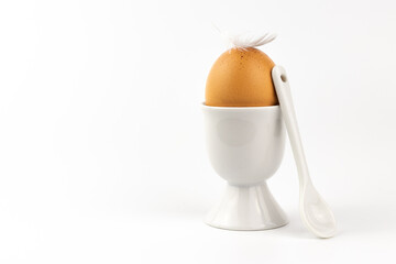 egg in egg cup horizontal - obrazy, fototapety, plakaty