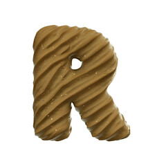 wet sand letter R - Uppercase 3d beach font - suitable for ocean, vacation or nature related subjects