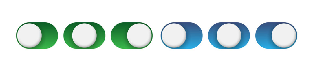 Toggle button. Switch set. Vector clipart isolated on white background.