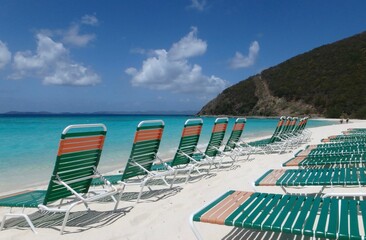 Fototapeta premium The beautiful white beach at Great Harbour , Jost Van Dyke, British Virgin Islands