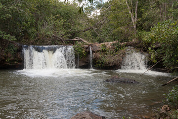 The small waterfall known as Cascata da Anta along the trail in Indaia near Planaltina, and Formosa, Goias, Brazil