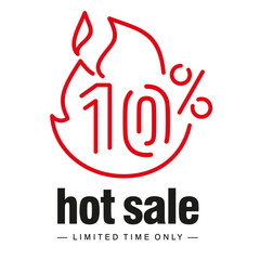 Hot Sale 10 % off big sale and super sale discount voucher coupon red line design logo icon white background
