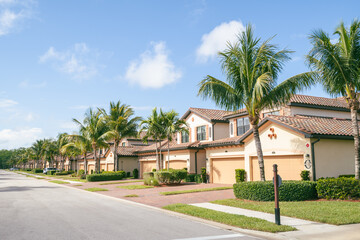Fototapeta na wymiar High end real estate in Bonita Springs, a desirable area near Naples and Fort Meyers, South Florida. Golf community 