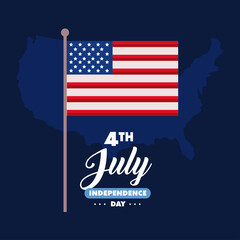 Usa independence day lettering card