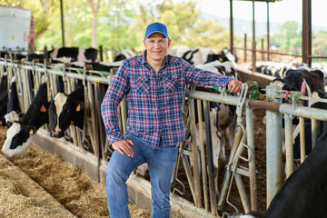 Man cowboy at cow farm ranch