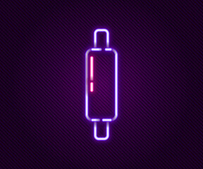 Glowing neon line Rolling pin icon isolated on black background. Colorful outline concept. Vector
