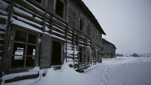 Abandoned houses in the North Russian city.