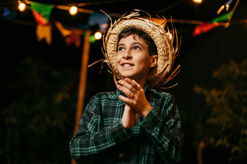Portrait of a boy during the typical Brazilian Festa Junina