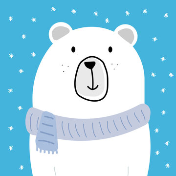 polar bear with blue scarf cute polar bear illustration jpeg Christmas image jpg illustration with cute bear.
