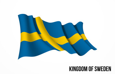 Sweden flag state symbol isolated on background national banner. Greeting card National Independence Day of the Kingdom of Sweden. Illustration banner with realistic state flag.