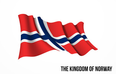 Norway flag state symbol isolated on background national banner. Greeting card National Independence Day of the Kingdom of Norway. Illustration banner with realistic state flag.