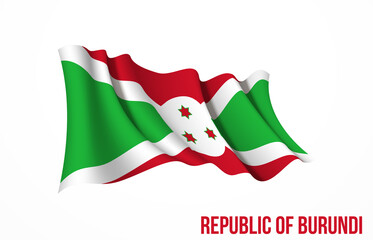 Burundi flag state symbol isolated on background national banner. Greeting card National Independence Day of the Republic of Burundi. Illustration banner with realistic state flag.
