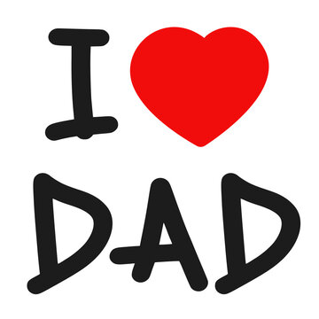 I love Dad lettering with red heart instead of word Love