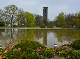 Berlin, Germany 04-20-2022 carillon bell tower and tipi © Sinuswelle