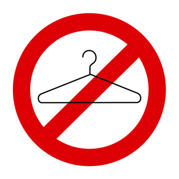 Coat hanger as metaphor of self induced abortion. Abort being banned, forbidden, illegal, and cancelled. Vector illustration of symbol isolated on white.