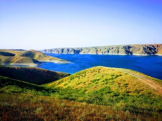 Kurtinsky water basin. Kurtinsky reservoir. Kazakhstan