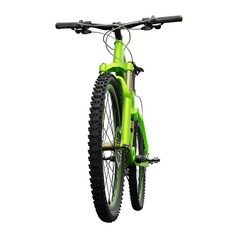 Green mountain bike on an isolated white background. 3d rendering.