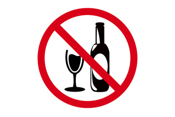 Please do not drink alcohol drinks or wine, red warning symbol.