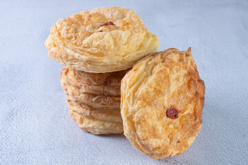 Guava fruit puff pastry, displayed on gray background