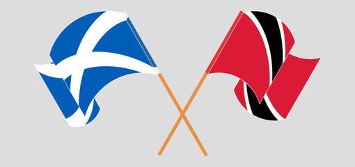 Crossed and waving flags of Scotland and Trinidad and Tobago