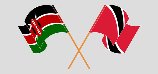 Crossed and waving flags of Kenya and Trinidad and Tobago