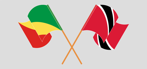 Crossed and waving flags of Republic of the Congo and Trinidad and Tobago