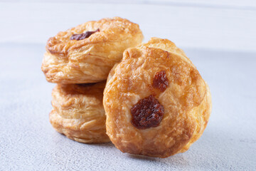 Cheese and guava puff pastry, displayed on gray backgroun