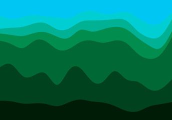 Fondo de capas onduladas superpuestas de color verde y azul. 