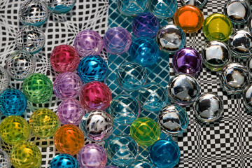 colorful black white blue background with 3d beads. creative art modern design