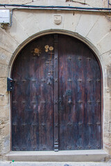 old wooden door in Olite, Navarra, Spain