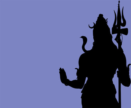 Sketch of Lord Shiva outline and silhouette editable illustration