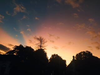 sunset in the city