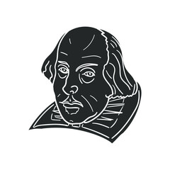 Shakespeare Icon Silhouette Illustration. Writer Vector Graphic Pictogram Symbol Clip Art. Doodle Sketch Black Sign.