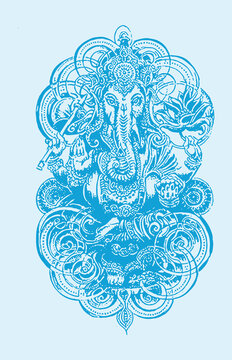 Outline illustration sketch of the famous Lord Ganesha on a bright background