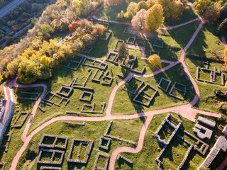 Fototapeta premium Aerial view of Ruins of the medieval Krakra fortress, Bulgaria